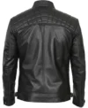 Classic Black Quilted Leather Jacket for Mens back view
