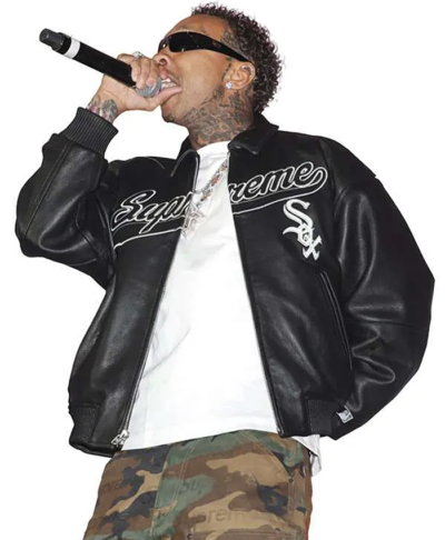 Coachella Tyga Black Leather Jacket