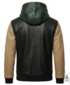 Color-Block Leather Hoodie back