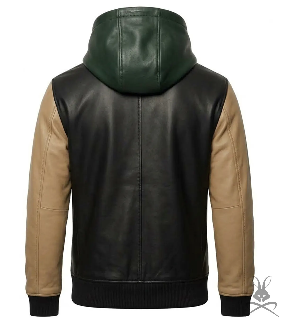 Color-Block Leather Hoodie back