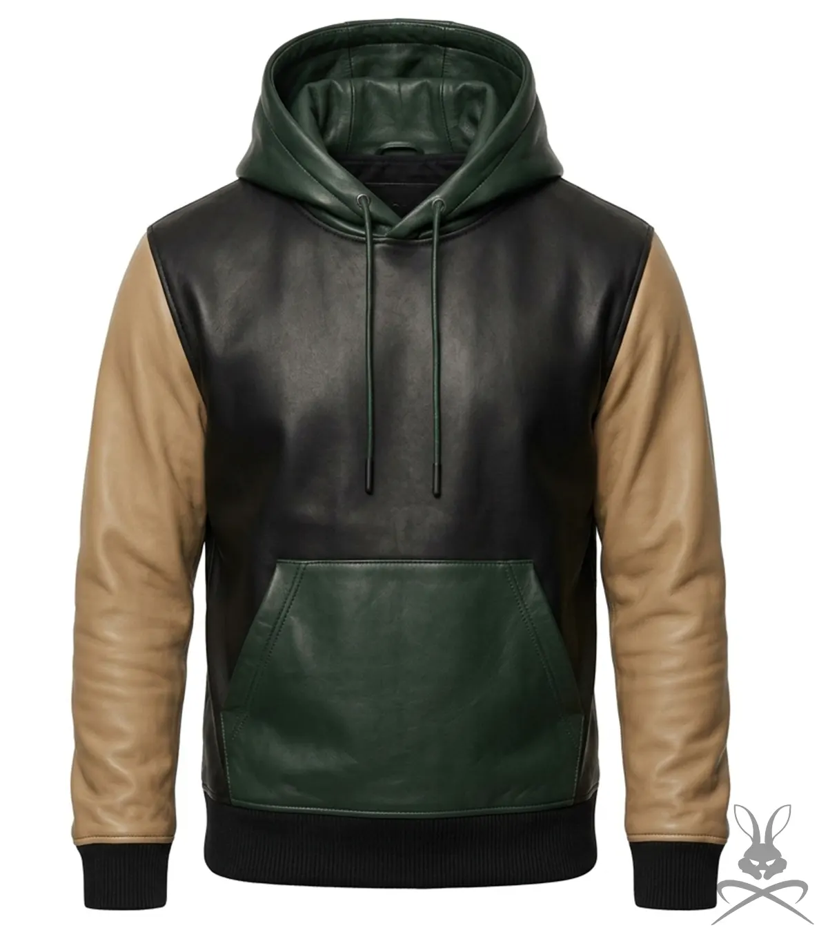 Color-Block Leather Hoodie