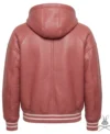 Coral Red Leather Sweatshirt back