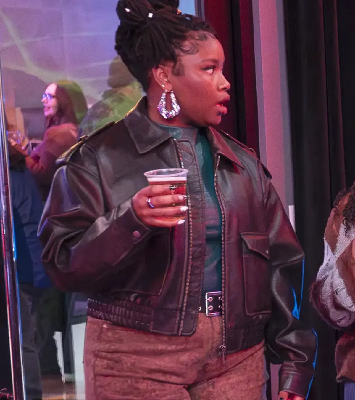 Courtney Taylor TV-Series Abbott Elementary 2025 Erika Black Leather Jacket