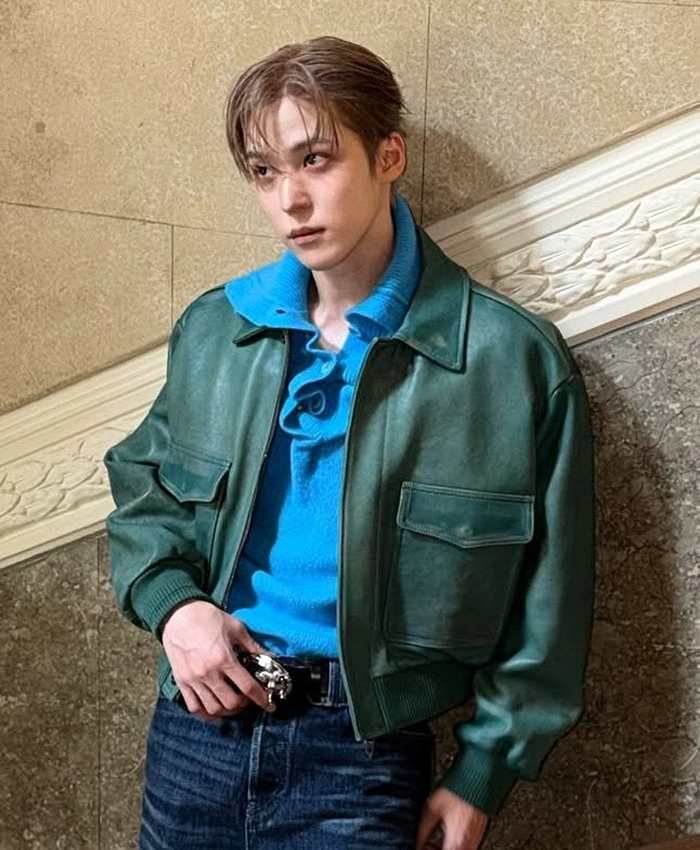 Diesel Fashion Show Milan Fashion Week 2026 Jeong Yun-ho Sage Green Leather Jacket