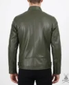 Dodge Men's Green Cafe Racer Leather Jacket back