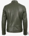 Dodge Men's Green Cafe Racer Leather Jacket back view