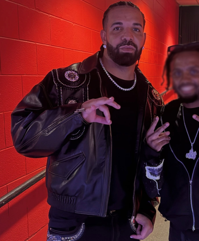 Don Toliver’s Toronto Concert 2026 Backstage Drake Black Leather Jacket Front