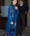 Dua Lipa 36th Annual Footwear News Achievement Awards Blue Leather Trench Coat For Women