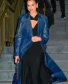 Dua Lipa Footwear Blue Leather Trench Coat