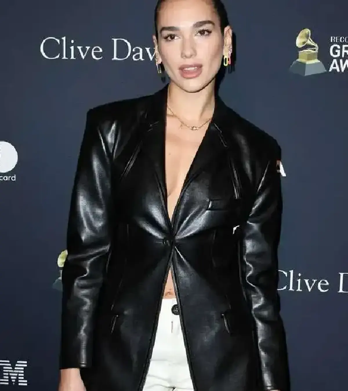 Dua Lipa GRAMMY Awards Leather Blazer