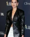 Dua Lipa Pre-GRAMMY Gala Black Leather Blazer On Sale