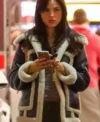 Eiza Gonzalez Shearling Black Leather Jacket