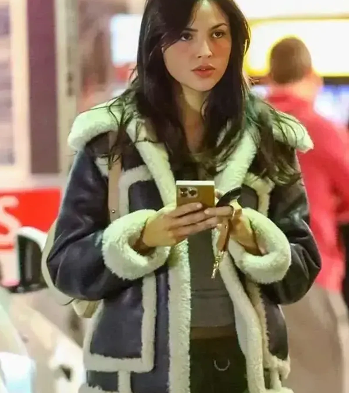Eiza Gonzalez Shearling Leather Jacket