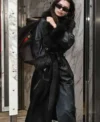 Emily Ratajkowski NYC Black Leather Coat
