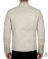 Fiamma Vintage White Leather Biker Jacket back