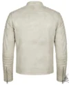 Fiamma Vintage White Leather Biker Jacket back view