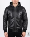 Full Black Leather Zip Up Hoodie