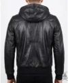Full Black Leather Zip Up Hoodie back