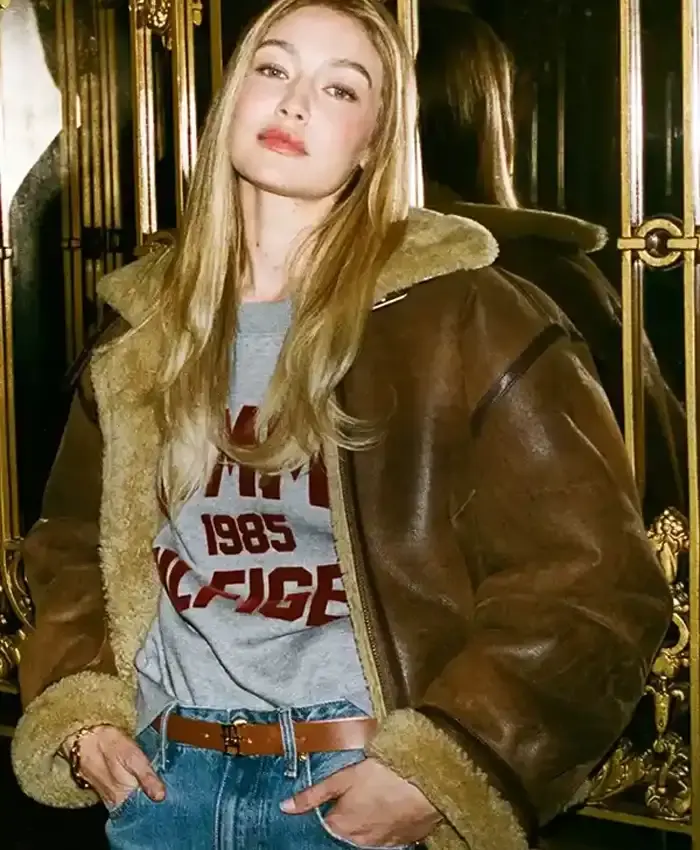 Gigi Hadid Shearling Aviator Jacket