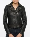 Gothic Leather Jacket Womens Black Studded