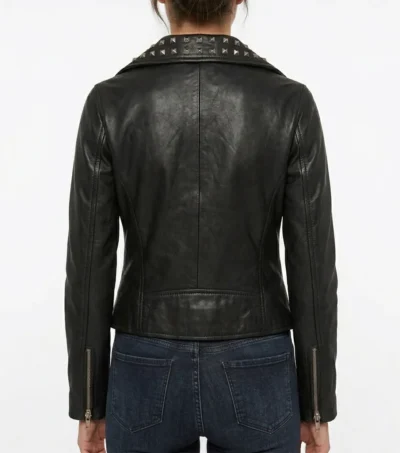 Gothic Leather Jacket Womens Black Studded back