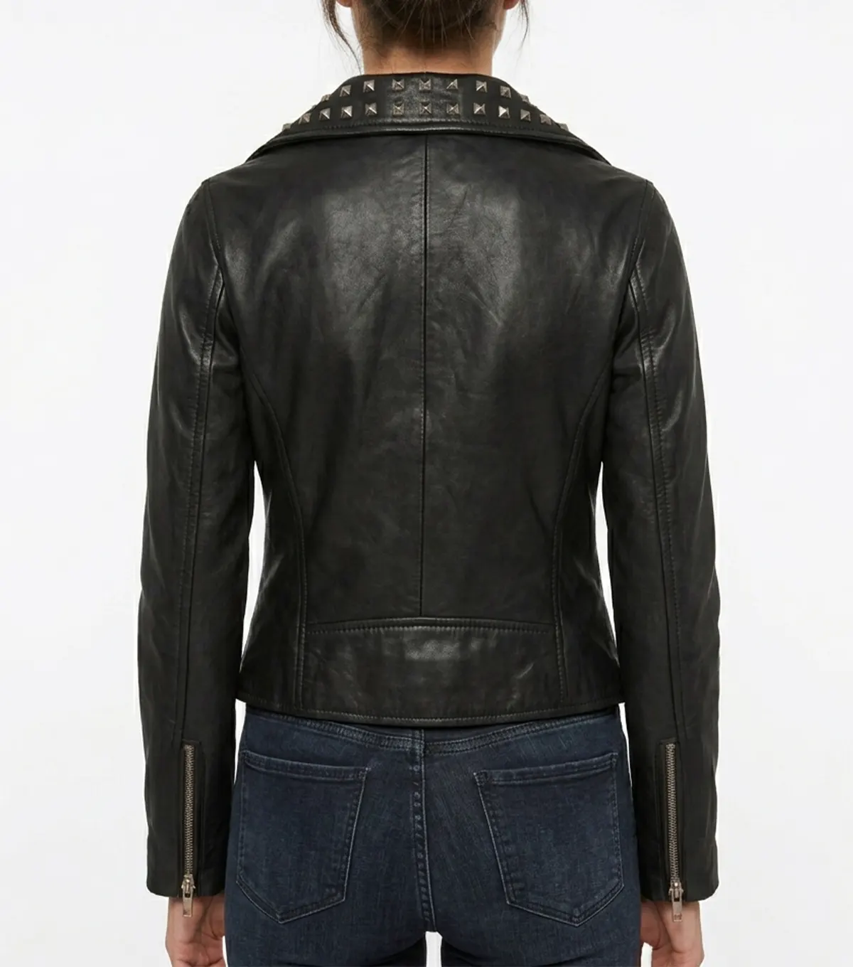 Gothic Leather Jacket Womens Black Studded back