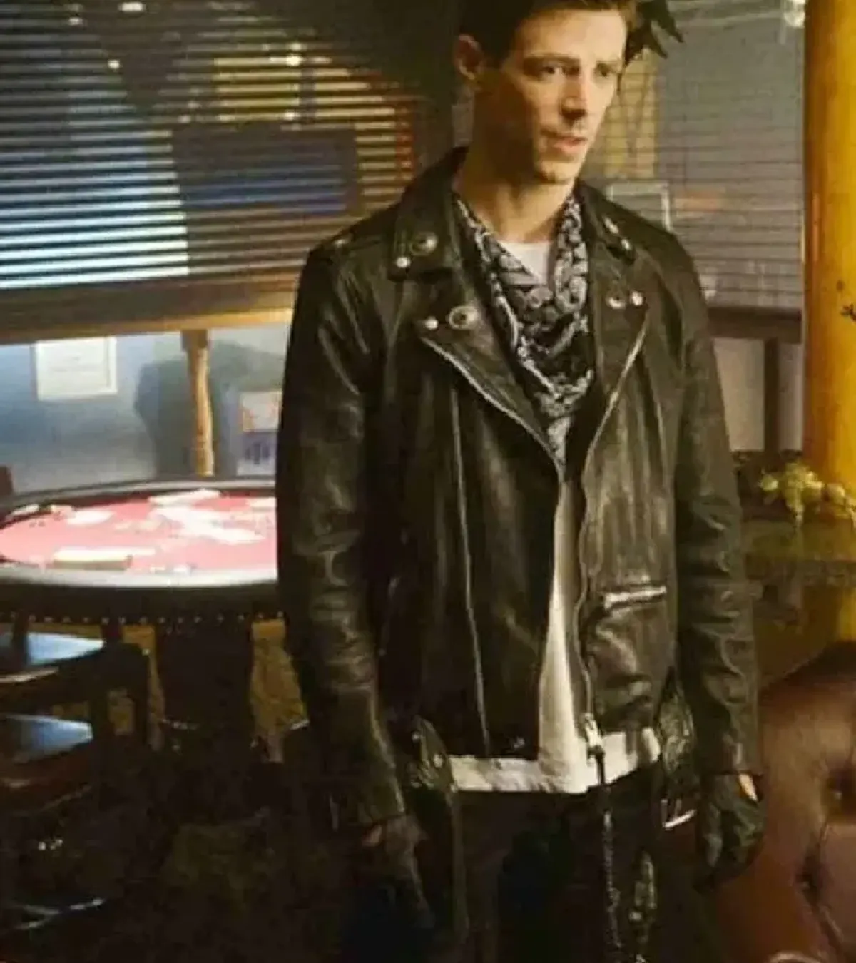 Grant Gustin The Flash Biker Leather Jacket