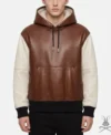 Jared Brown and White Leather Hoodie
