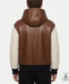 Jared Brown and White Leather Hoodie back