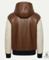Jared Brown and White Leather Hoodie back view