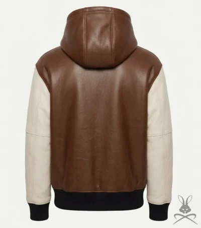 Jared Brown and White Leather Hoodie back view