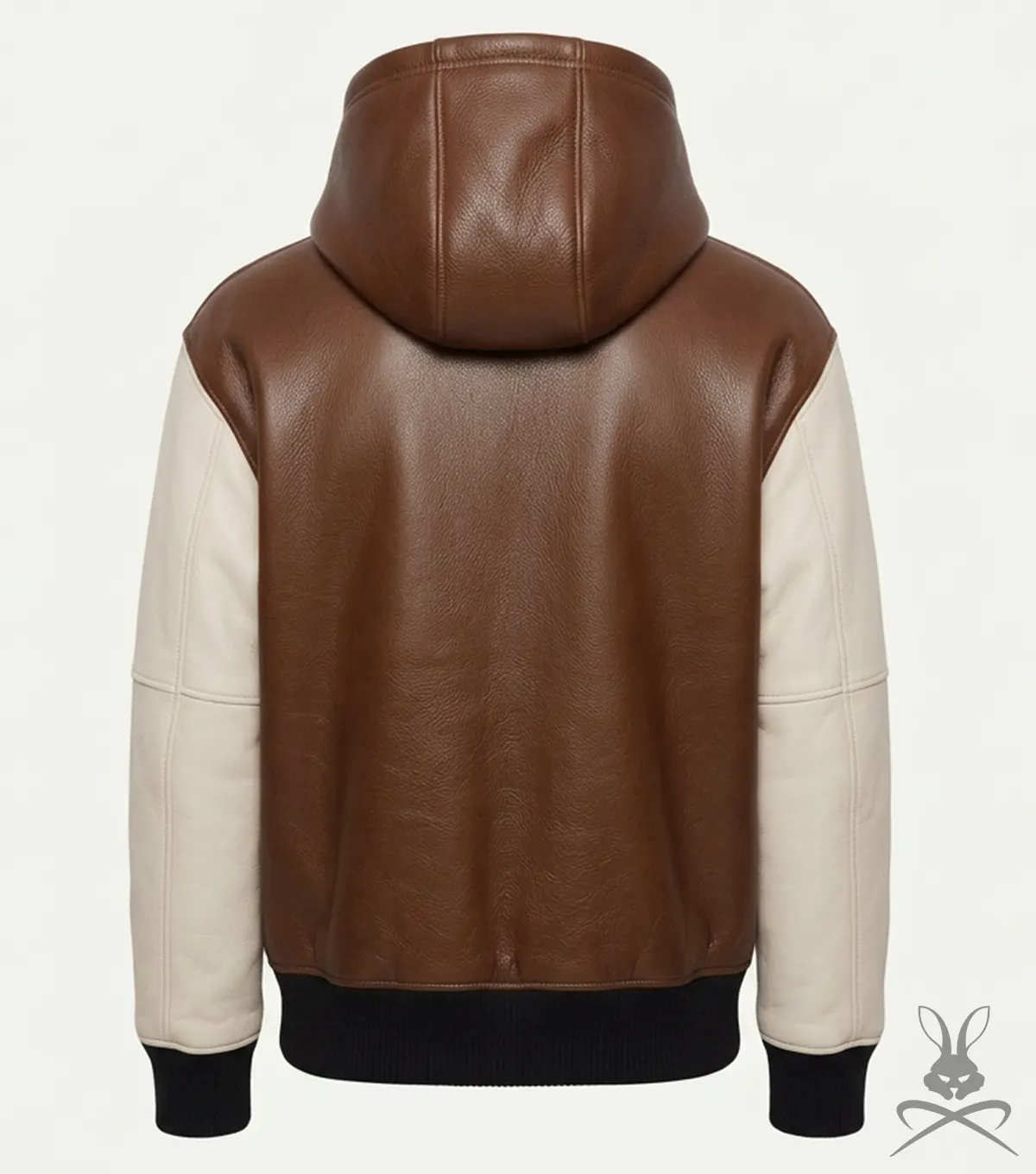 Jared Brown and White Leather Hoodie back view