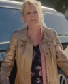Jean Smart Hacks TV Series Deborah Vance Golden Leather Trench Coat On Sale For Women