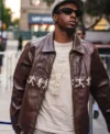 Joey Bada$$ NYFW 2026 Brown Leather Jacket