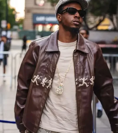 Joey Bada$$ NYFW 2026 Brown Leather Jacket