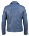Lavendard Blue Leather Biker Jacket back view
