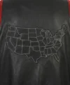 Leather Jacket in USA Black Varsity Style with back Map Patch