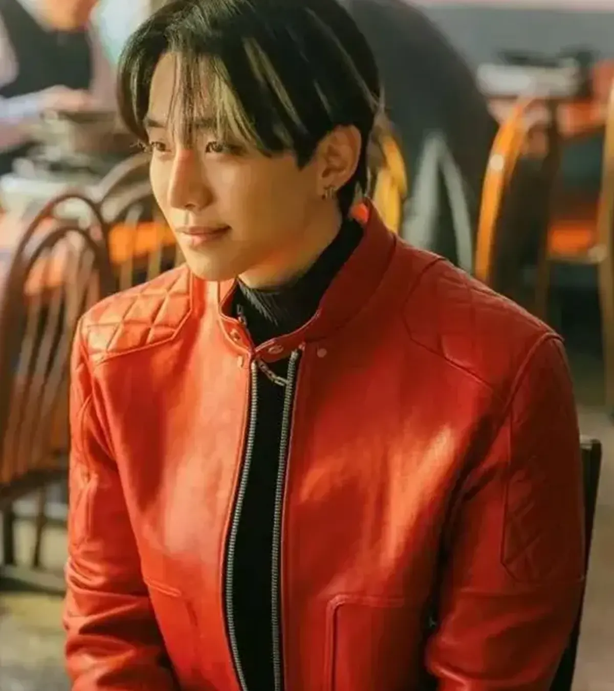 Lee Jun-ho Typhoon Family TV Series Kang Tae-Pung Red Real Leather Jacket
