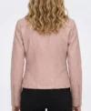 Light Pink Cafe Racer Leather Jacket Womens back