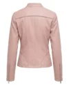 Light Pink Cafe Racer Leather Jacket Womens back view
