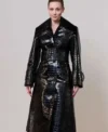 Lili Reinhart PFW Leather Coat