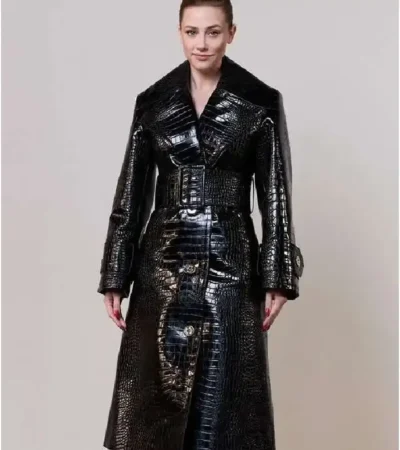 Lili Reinhart PFW Leather Coat