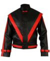 MJ Red Stripe Black Leather Jacket
