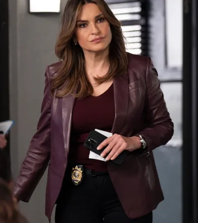 Mariska Hargitay Law and Order SVU S26 Leather Blazer