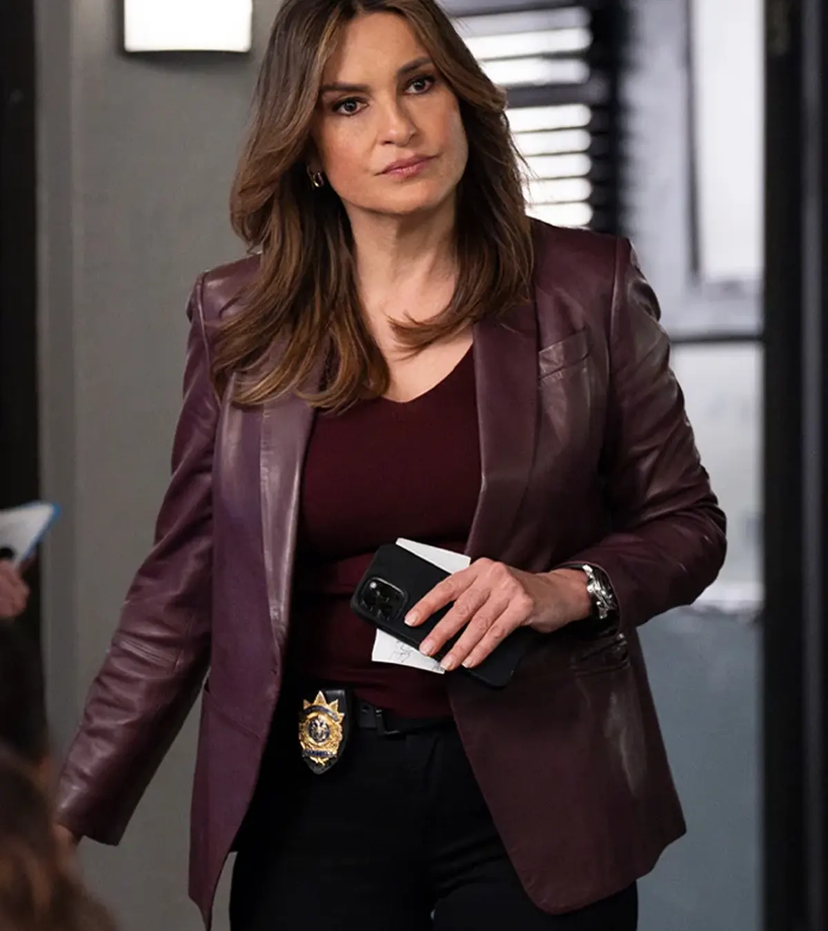 Mariska Hargitay Law and Order SVU S26 Leather Blazer
