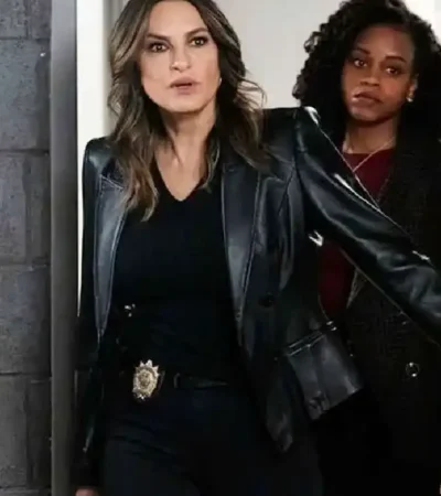 Mariska Hargitay Law and Order SVU S27 Leather Blazer