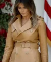 Melania Trump First Lady Brown Leather Jacket