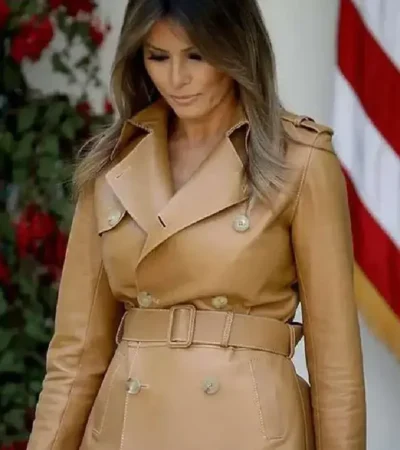 Melania Trump First Lady Brown Leather Jacket
