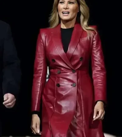 Melania Trump Red Leather Coat