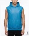 Mens Baby Blue Real Leather Rocky Hoodie